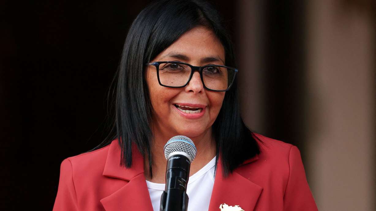 Venezuela's interim President Delcy Rodriguez speaks in Caracas, Venezuela, on March 4. A commercial passenger plane will take off from the U.S. to Venezuela on Thursday morning for the first time in nearly seven years.