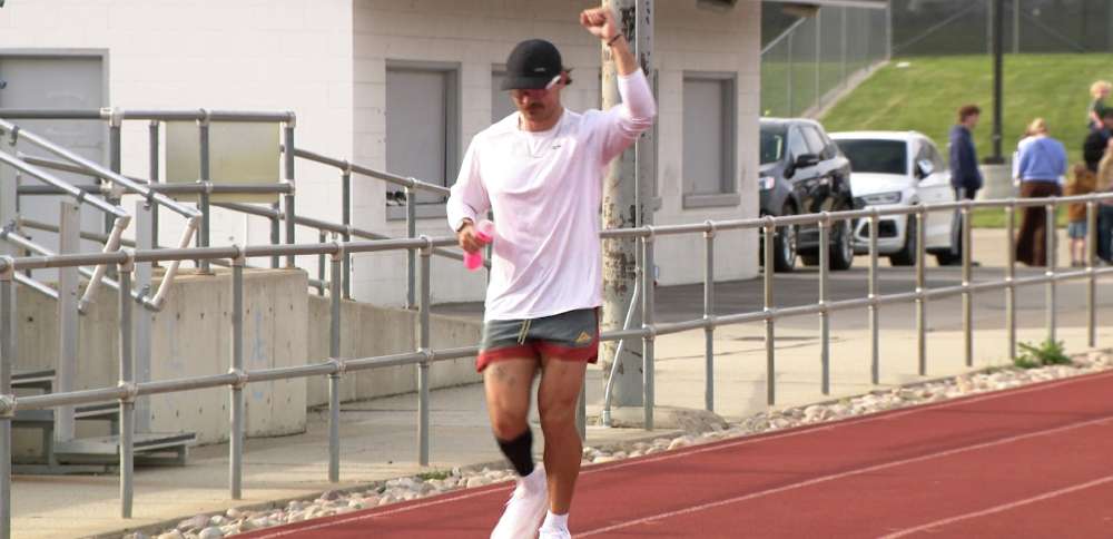 Ultra runner half-way to 1,000 miles around Layton High's track