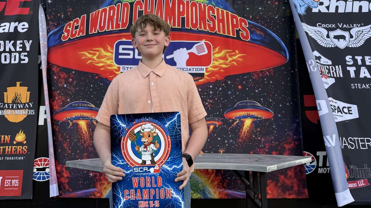 Salt Lake teen Merrill Oaks wins first place at the Steak Cookoff Association World Championships in Fort Worth, Texas, on March 14.