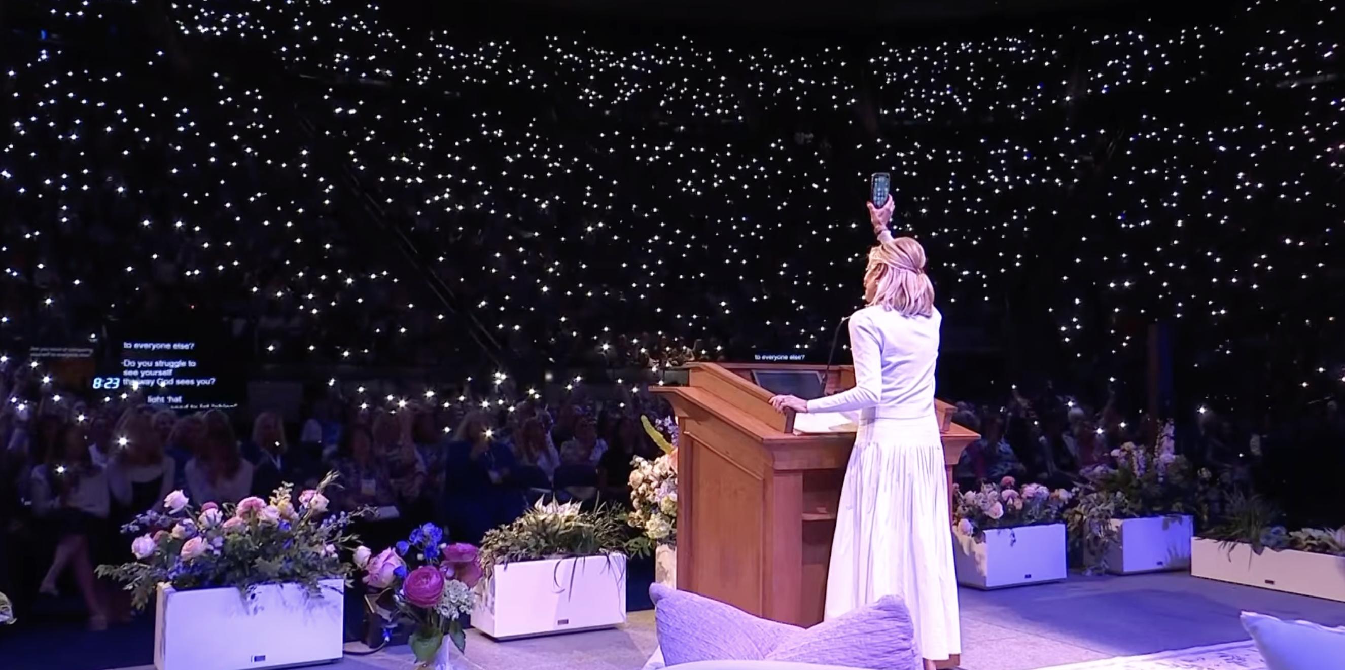 Sister Tamara W. Runia, first counselor in the Young Women general presidency, speaks during BYU Women's Conference on Thursday.