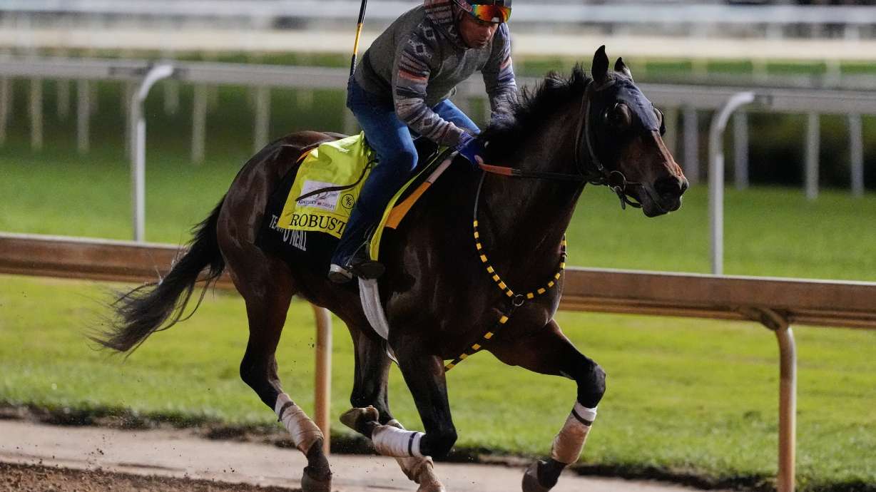 Kentucky Derby alternate Robusta works out at Churchill Downs Thursday, April 30, 2026, in Louisville, Ky.