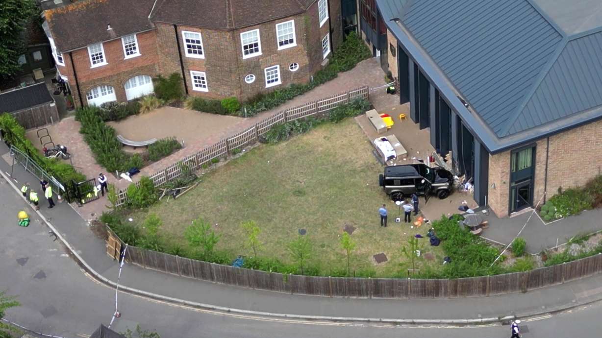 A Land Rover Defender inside the grounds of The Study Preparatory School in Camp Road, Wimbledon, south London, on July 6, 2023.