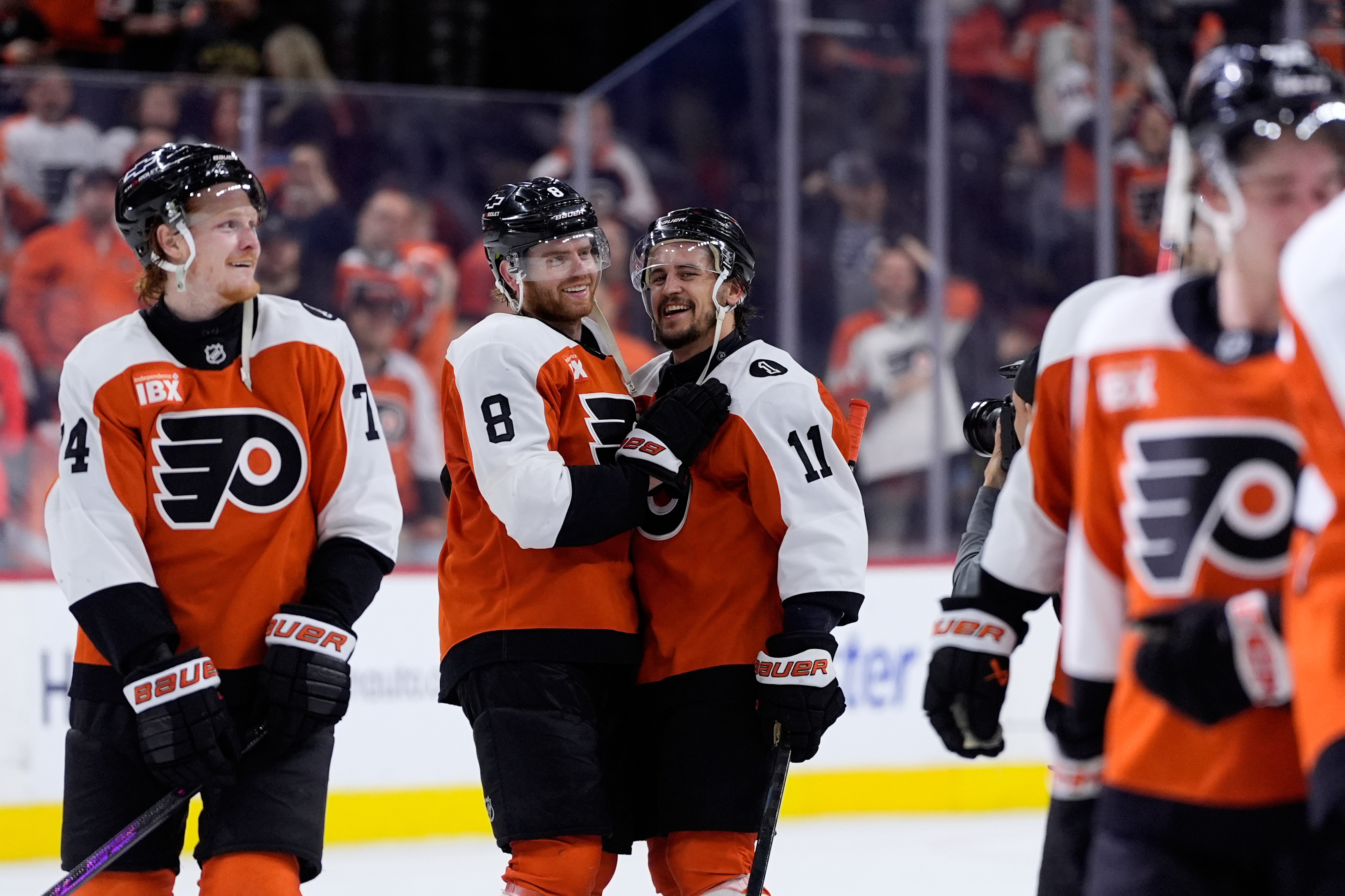 Cam York threw his stick in the stands after scoring an OT winner, but the Flyers star got it back