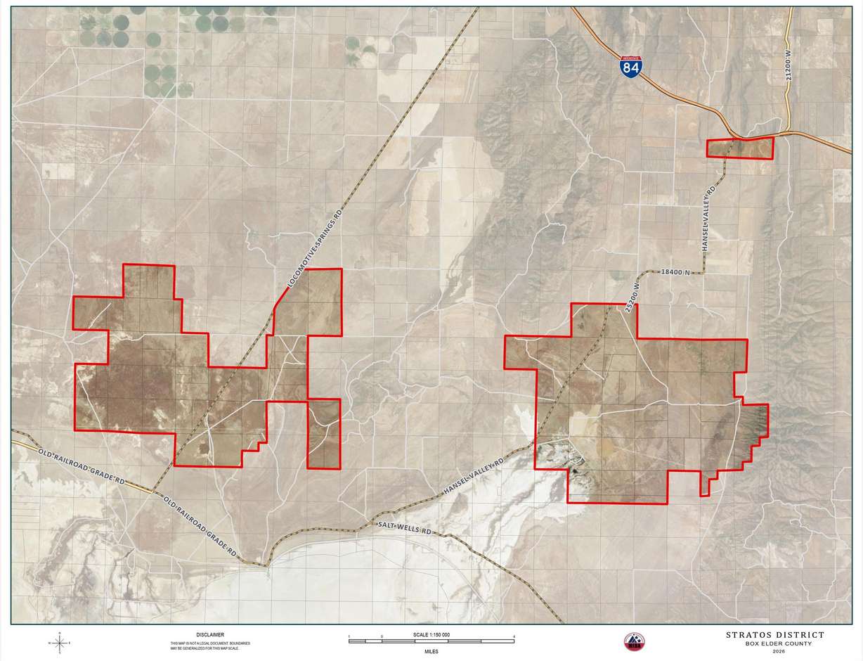 The debate about a proposed data center in Box Elder County comes to a head Monday, when county leaders are to take action on whether the proposal moves forward. The project area is represented by the areas outlined in red.