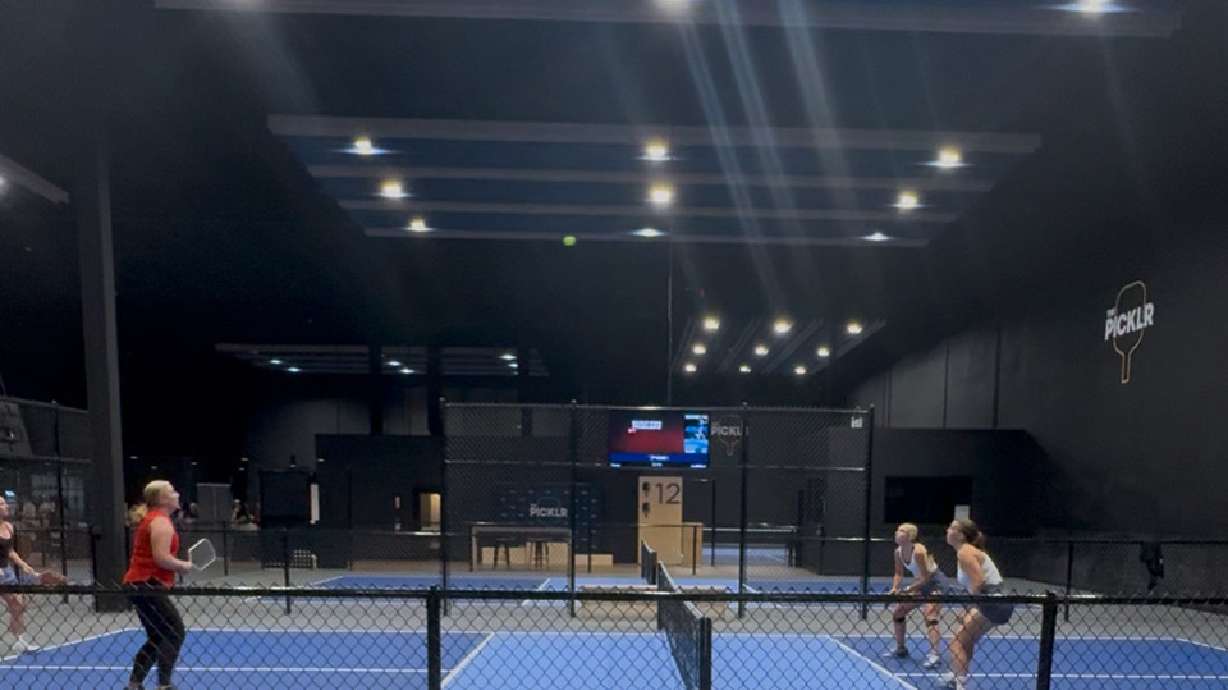 Pickleball players compete in a tournament at The Picklr Lehi on Friday. The event hosted by the Utah County Commissioners raised funds benefitting the Utah County Children's Justice Center.