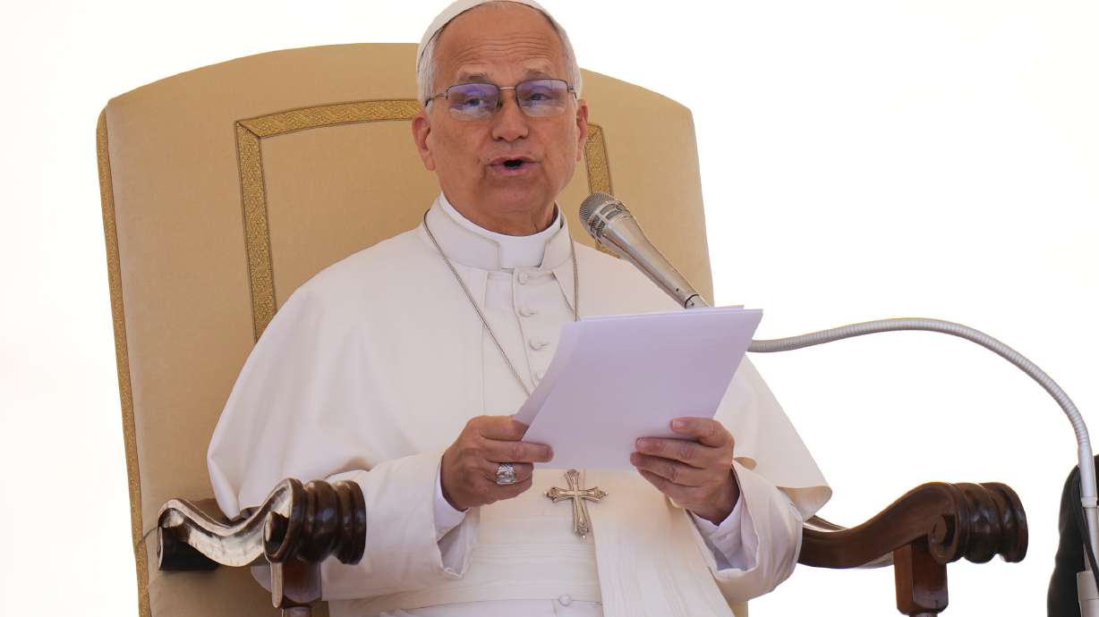 Pope Leo XIV holds his weekly general audience in St. Peter's Square at The Vatican, Wednesday.