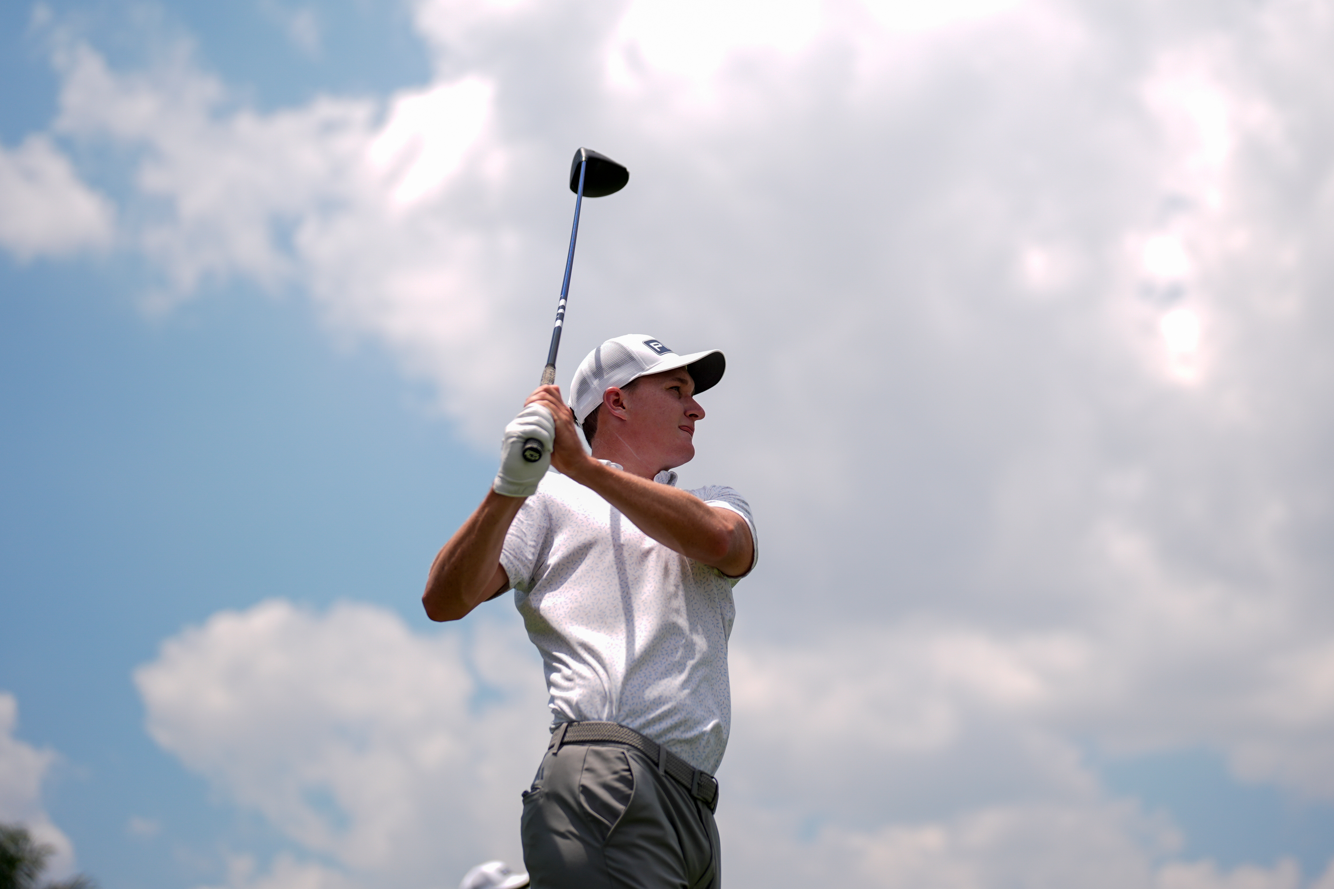 Matt McCarty hits from the second tee during the third round of the Cadillac Championship PGA golf tournament Saturday, May 2, 2026, in Doral, Fla. 