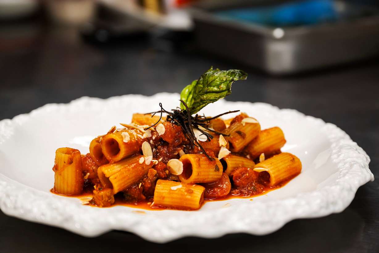 A dish at 'Mina, a new Sicilian-inspired Italian restaurant, in Salt Lake City on Wednesday. The restaurant is inspired by the hometown of co-owner Giro Messeri.