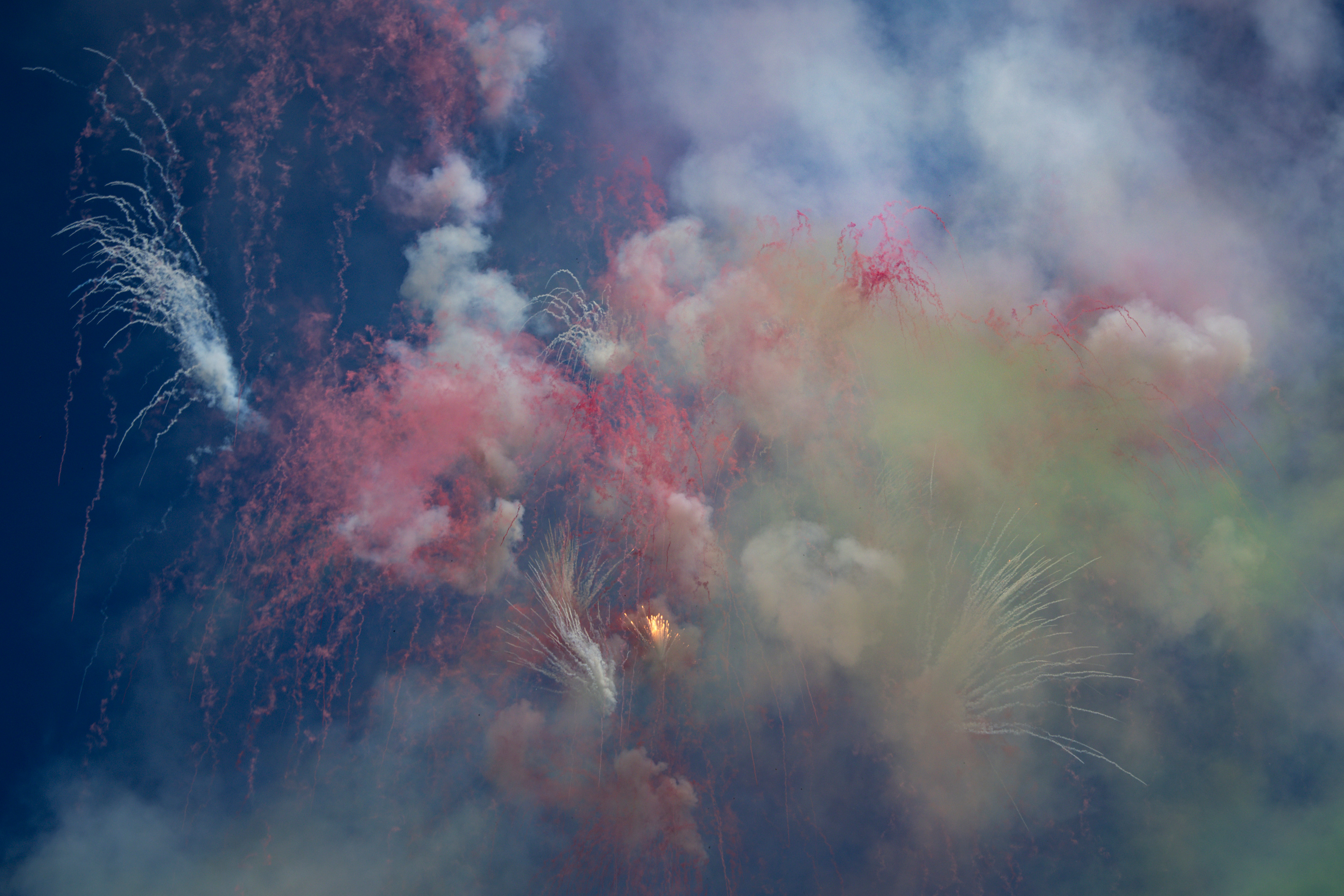 Fireworks explode overhead during the graveside service for Alan Osmond at the Spanish Fork City Cemetery in Spanish Fork on Saturday. The display was made possible by Osmond's longtime friend, Eric Krug.