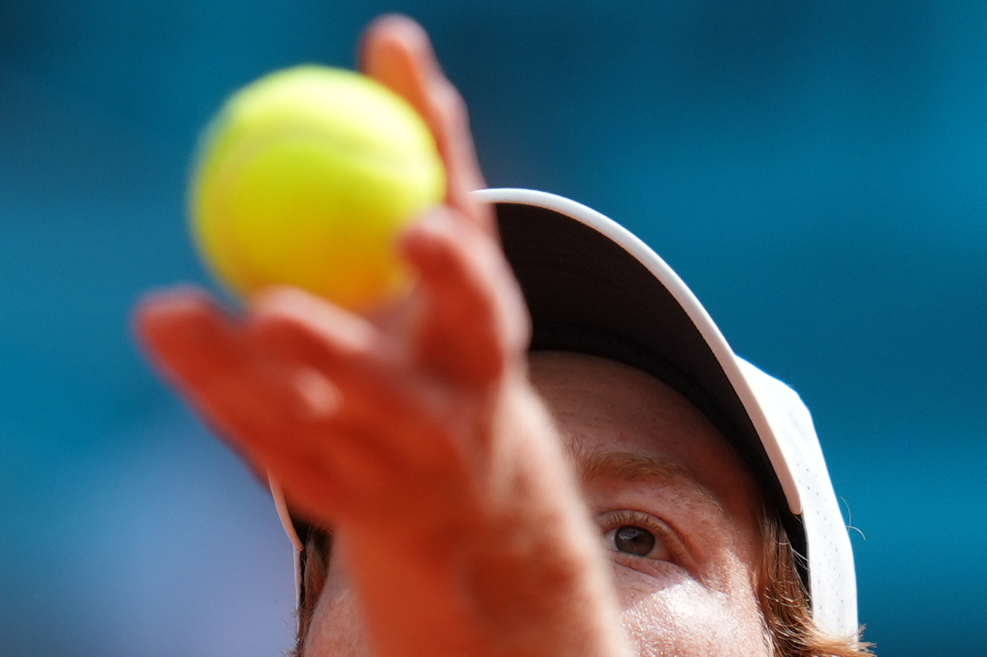 ALTERNATIVE CROP OF XGB103 - Jannik Sinner, of Italy, serves the ball to Alexander Zverev, of Germany, during their men's singles tennis final match at the Madrid Open tennis tournament in Madrid, Spain, Sunday, May 3, 2026. 