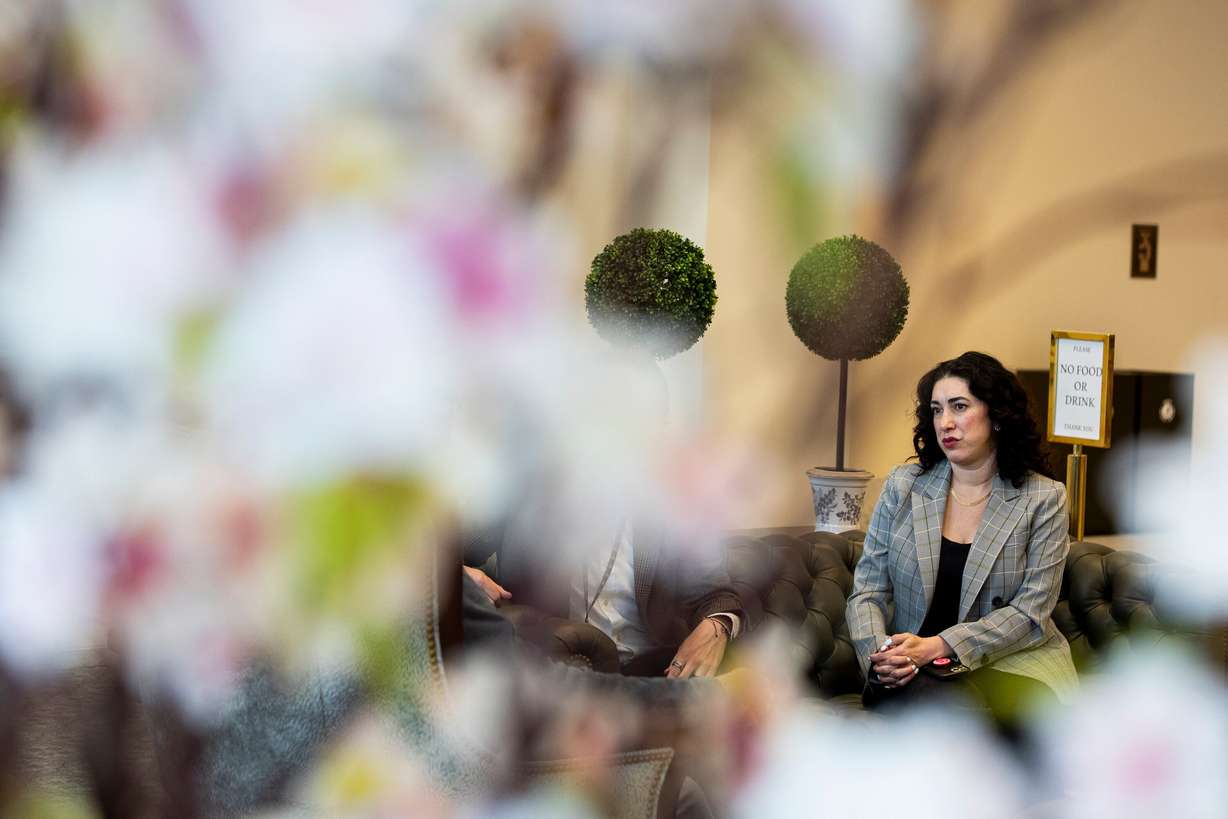 Jennifer Ortiz, head of Utah Historical Society, looks on during an interview with Lee Benson of the Deseret News, not pictured, at the North Capitol Building in Salt Lake City on April 13.