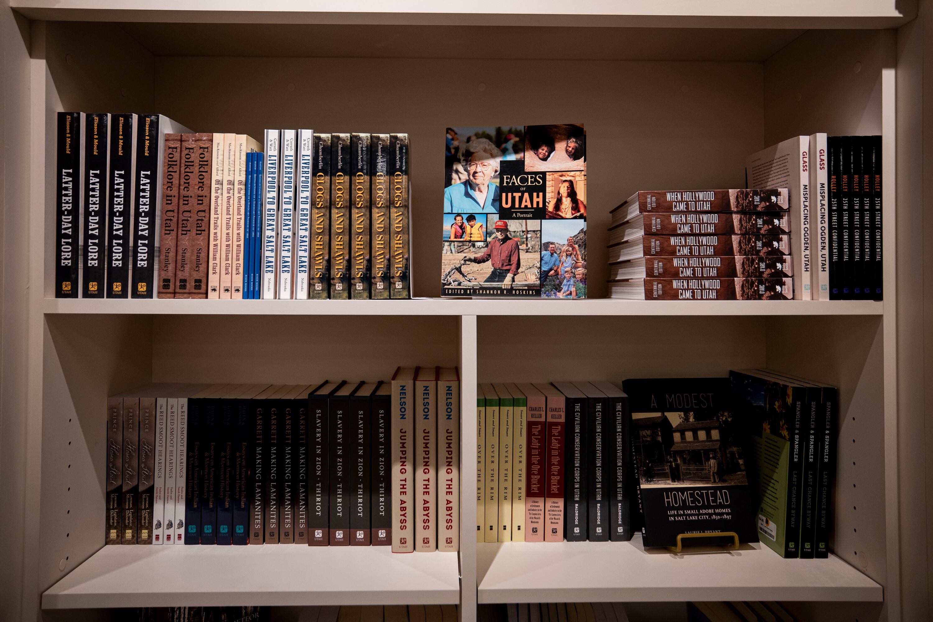 Utah-themed books are on display in the Museum of Utah store at the North Capitol Building in Salt Lake City on April 13.