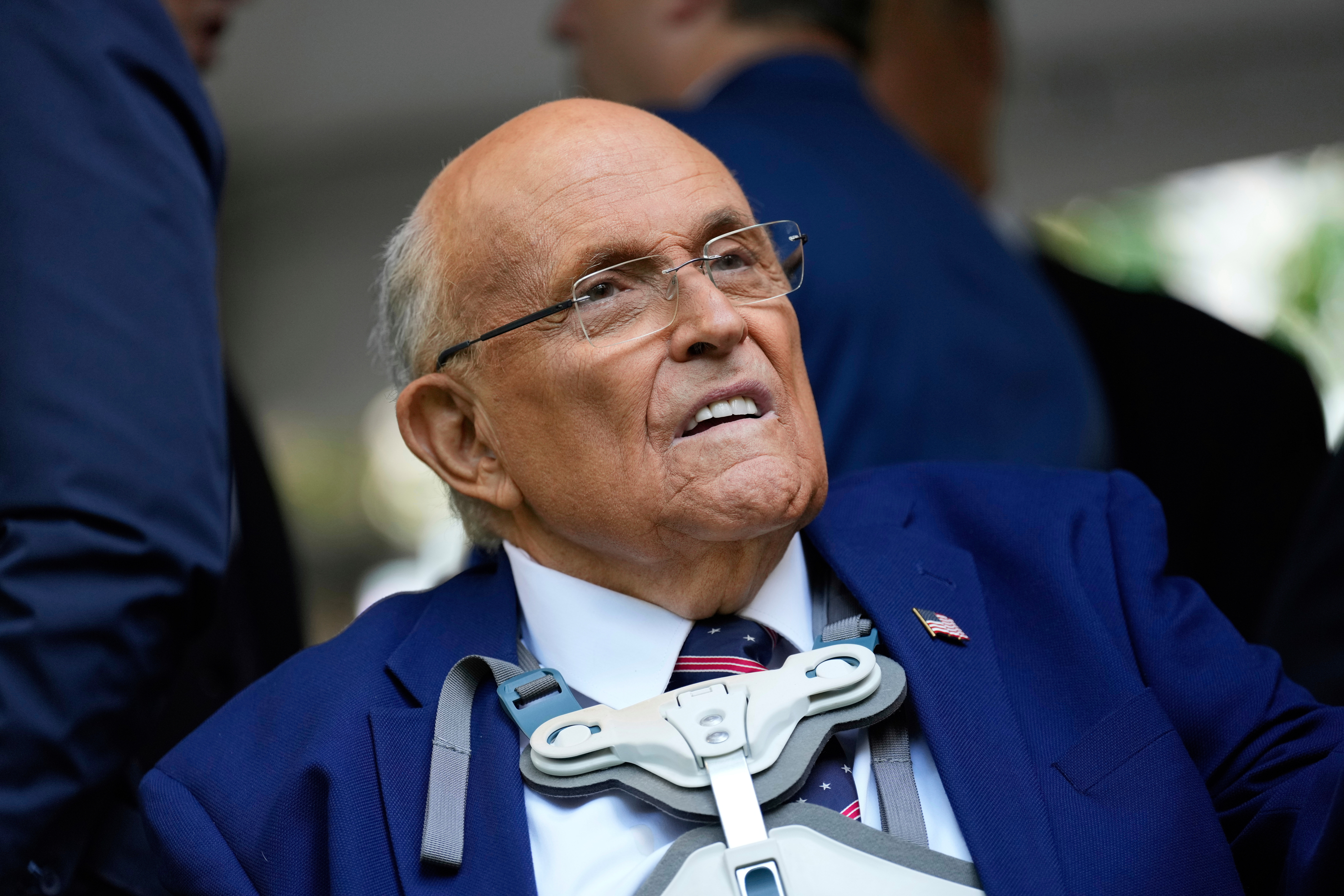 Former NYC mayor Rudy Giuliani participates in a ceremony commemorating the anniversary of the 9-11 terror attacks in New York, Sept. 11, 2025.