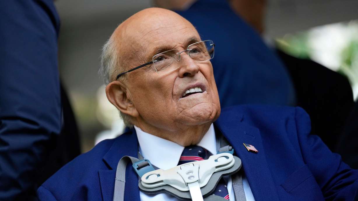 Former NYC mayor Rudy Giuliani participates in a ceremony commemorating the anniversary of the 9-11 terror attacks in New York, Sept. 11, 2025.