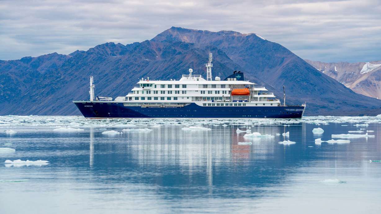 This undated photo provided by Oceanwide Expeditions shows the m/v Hondius, a Polar Class 6 passenger vessel, at sea. After a suspected outbreak of hantavirus killed three passengers aboard a Dutch cruise ship, the nearly 150 people, including 17 Americans, now await help off the coast of Cape Verde.