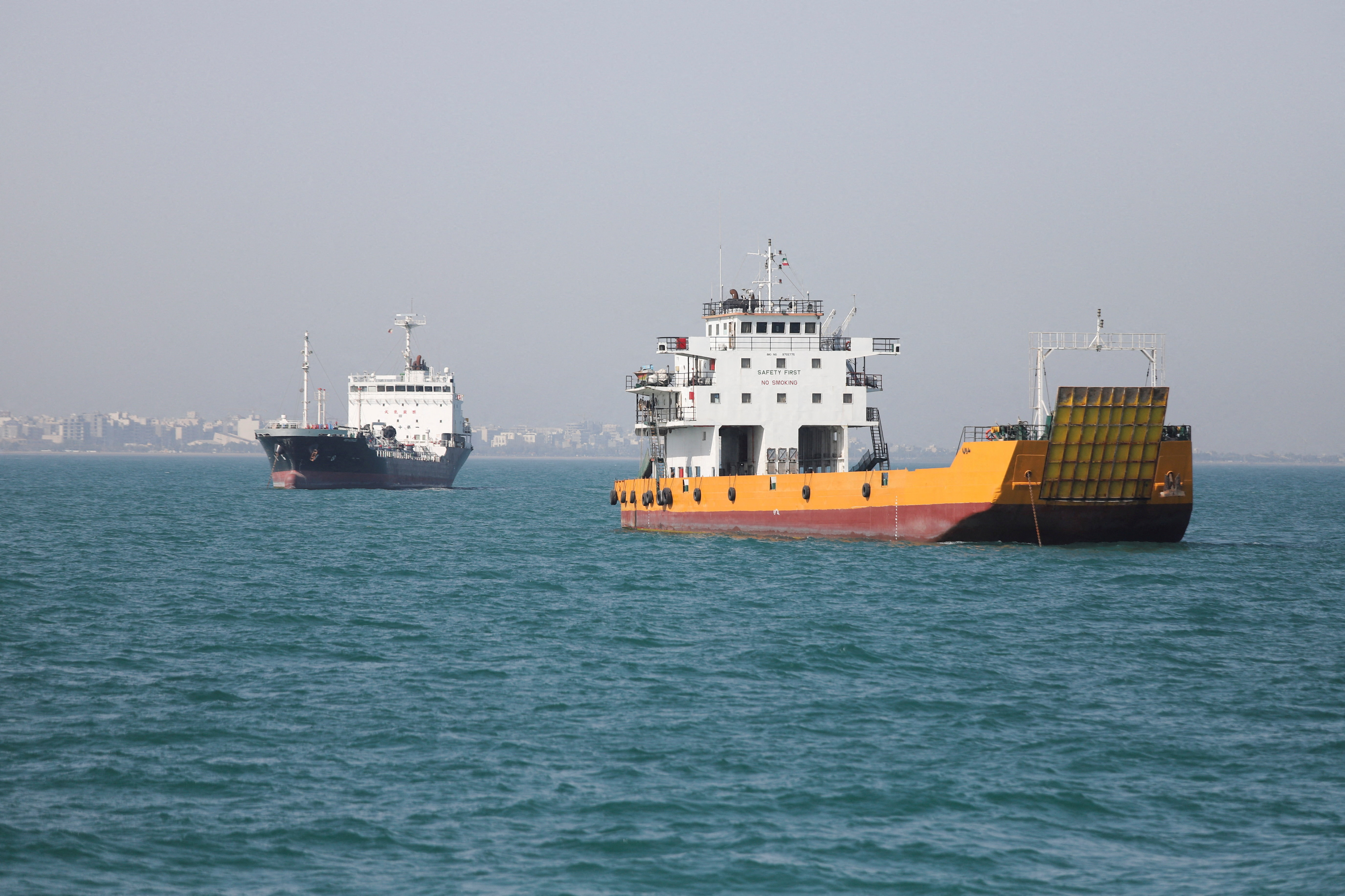 Vessels in the Strait of Hormuz near Bandar Abbas, Iran, Monday. 