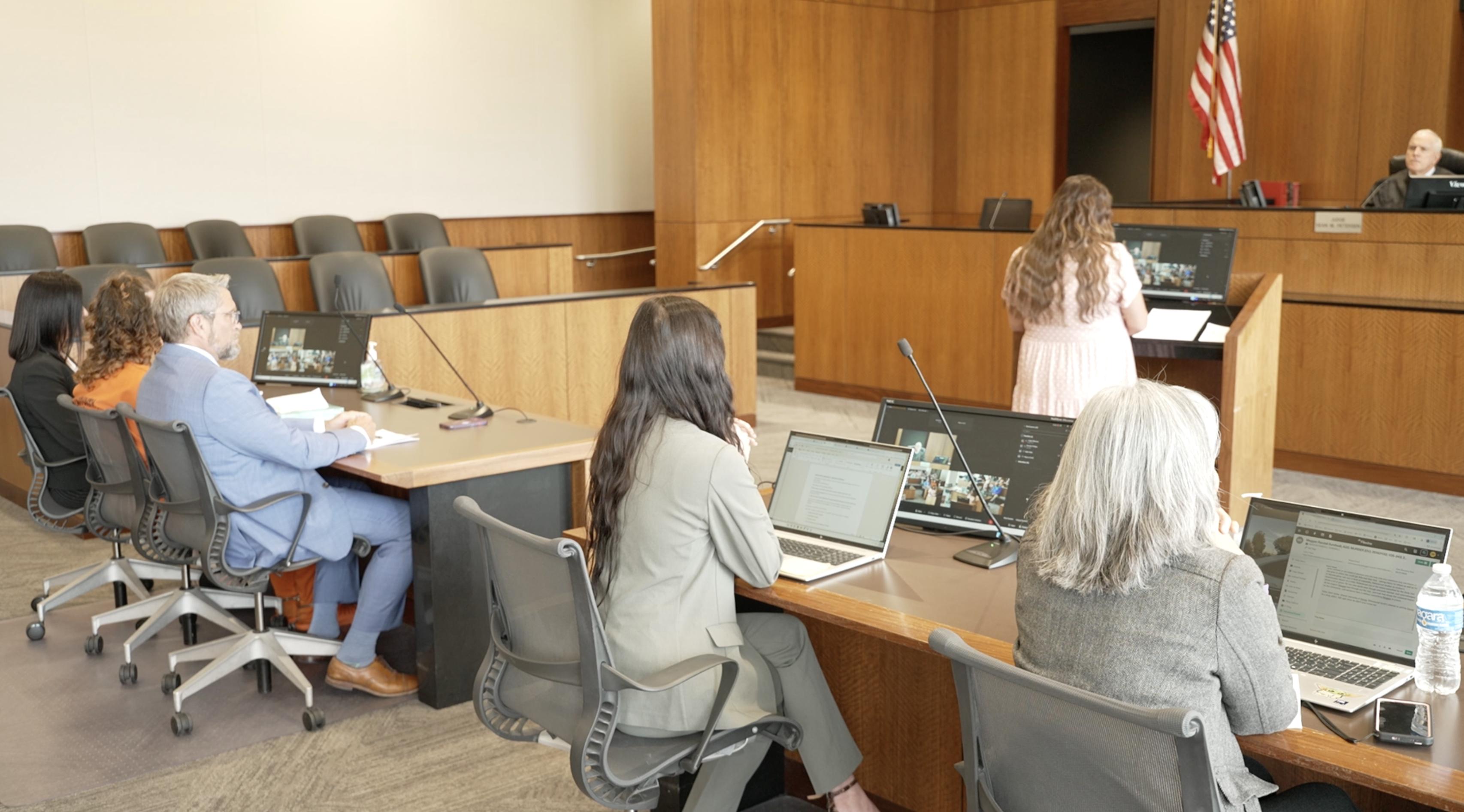 Kylee Clark speaks at the sentencing for Meggan Sundwall who was found guilty of manslaughter in the death of Clark's sister Kacee Terry, on Monday.