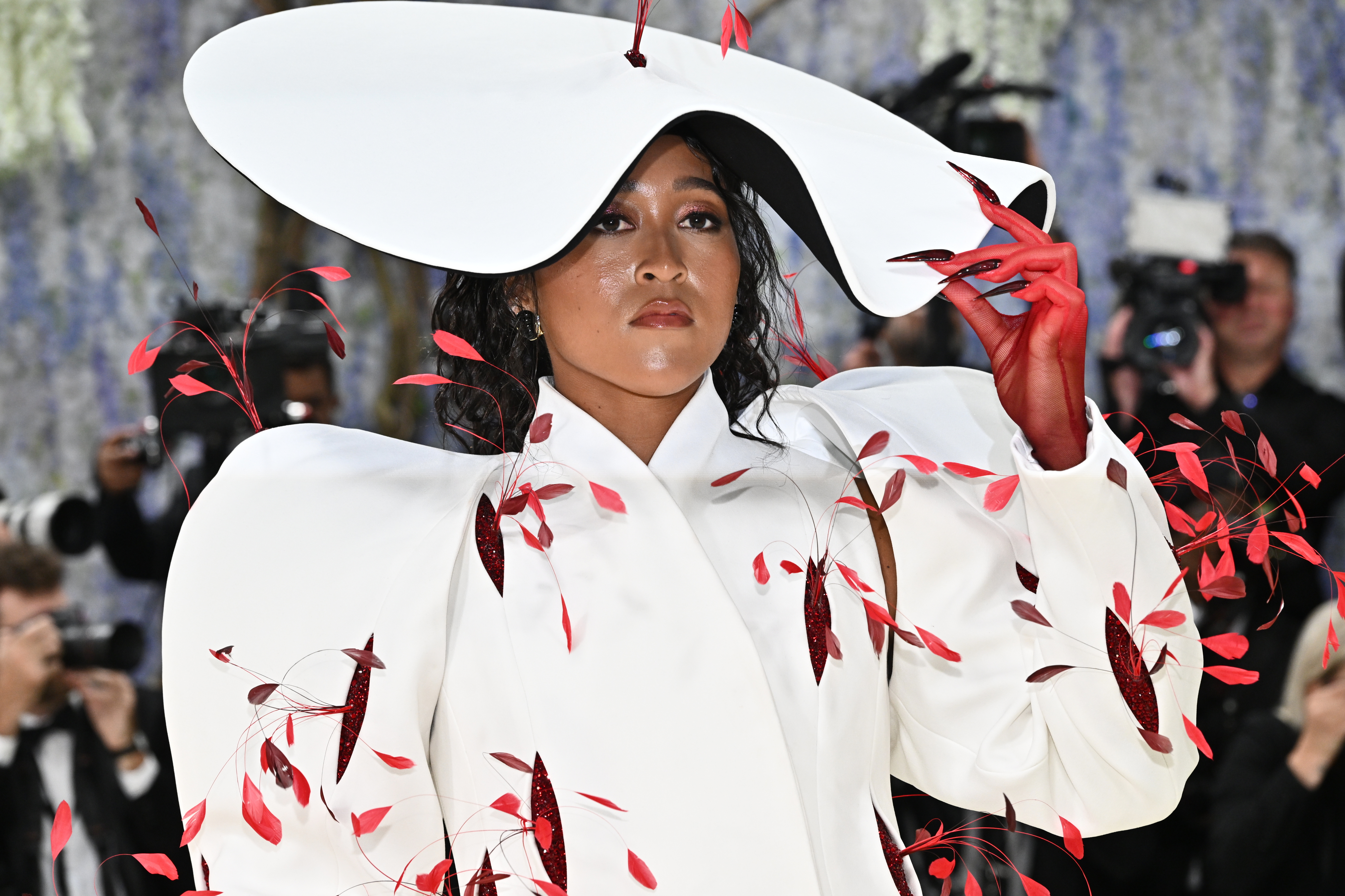 Naomi Osaka arrives at The Metropolitan Museum of Art's Costume Institute benefit gala, celebrating the opening of the "Costume Art" exhibition, on Monday, in New York.
