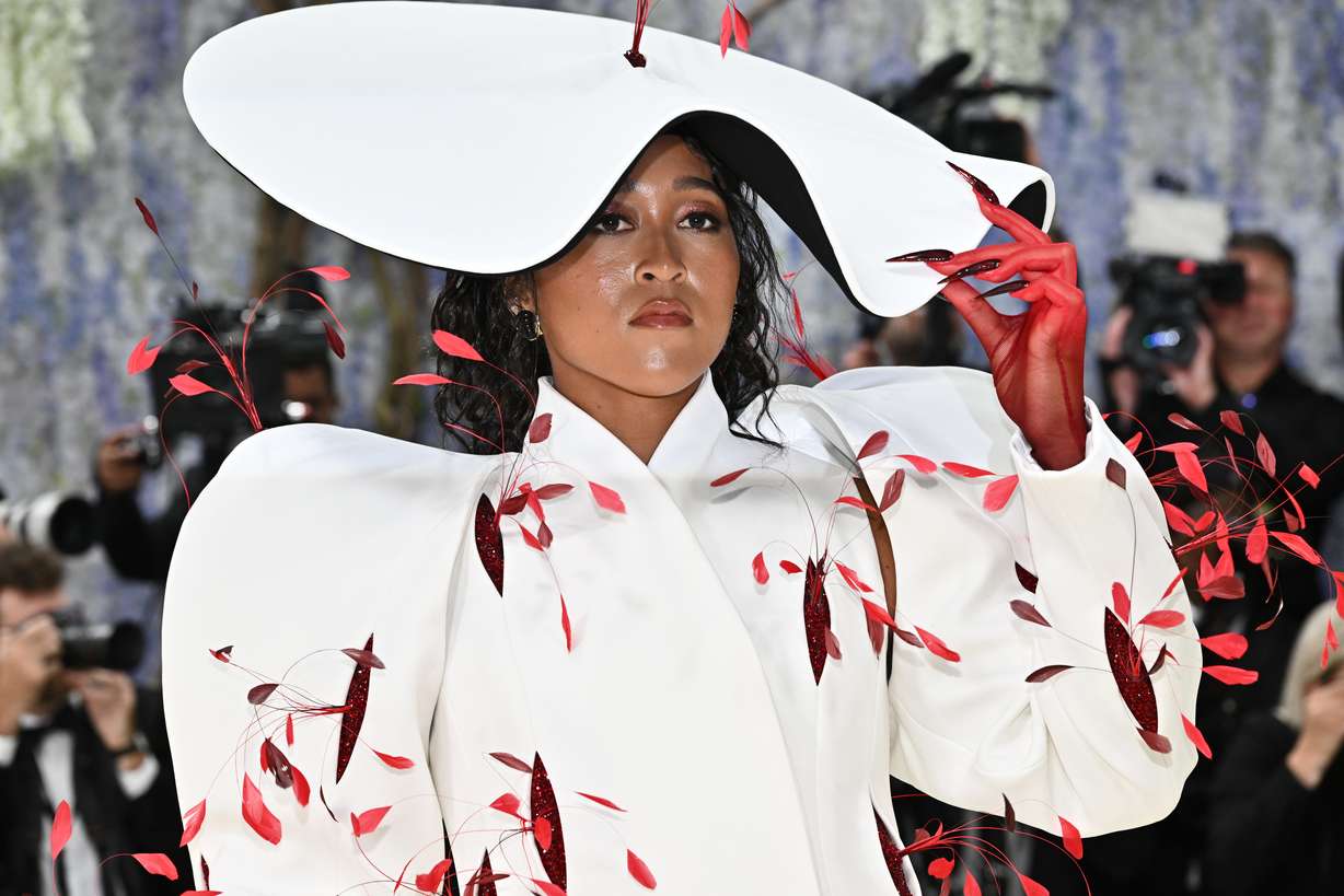 Naomi Osaka arrives at The Metropolitan Museum of Art's Costume Institute benefit gala, celebrating the opening of the "Costume Art" exhibition, on Monday, in New York.