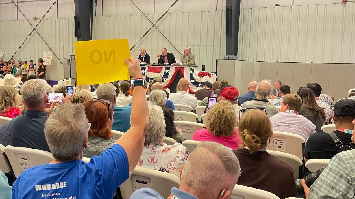 Box Elder County commissioners met Monday at the Box Elder County Fairgrounds in Tremonton to consider a controversial data center proposal, approving two resolutions allowing it to move forward.