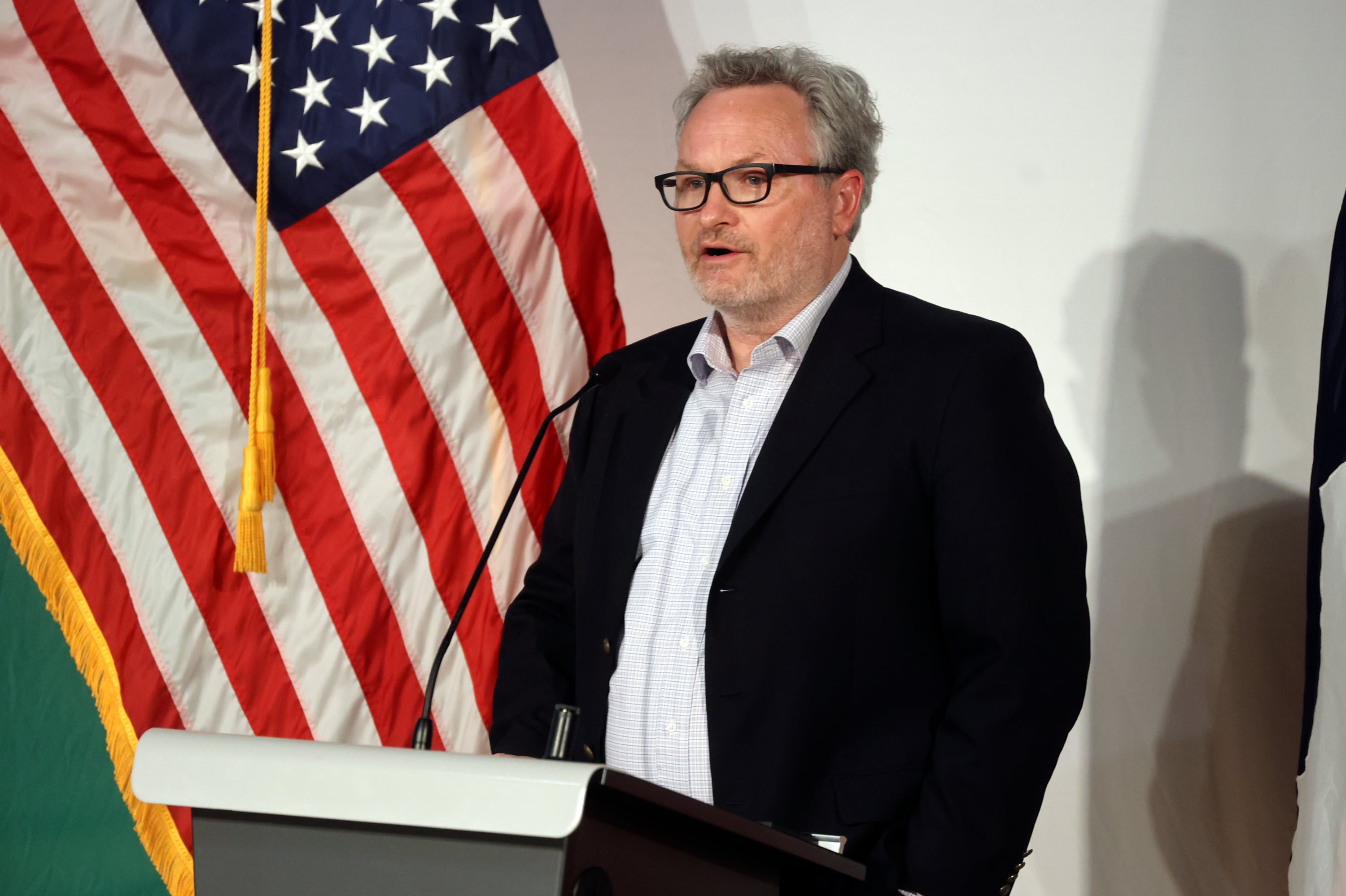 Soren Simonsen, Mormon Environmental Stewardship Alliance board member, speaks at “An Evening with Senator John Curtis: Bringing People Together for Constructive Conversation about Climate Change,” at the Scott C. Keller Business Building at UVU in Orem on Monday.