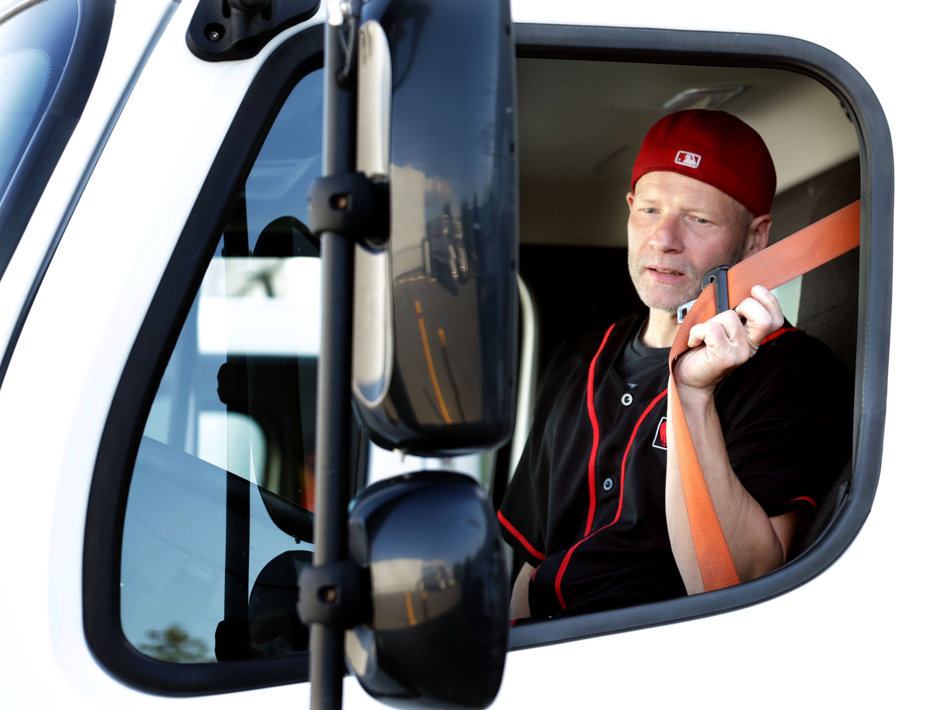 Driver Erik Carlson prepares to depart the Utah Food Bank in Salt Lake City on Wednesday.