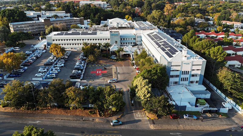 A drone view of a private health facility in Sandton, where a British national is being treated for hantavirus, in the Johannesburg Metropolitan Municipality, South Africa, Monday. The person is said to be in intensive care.