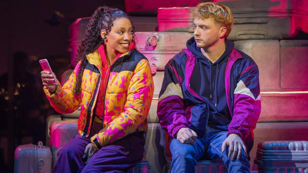 Christiani Pitts, left, and Sam Tutty appear during a performance of "Two Strangers" in New York on Oct. 31. "Two Strangers" was nominated for a Tony Award as best new musical on Tuesday.