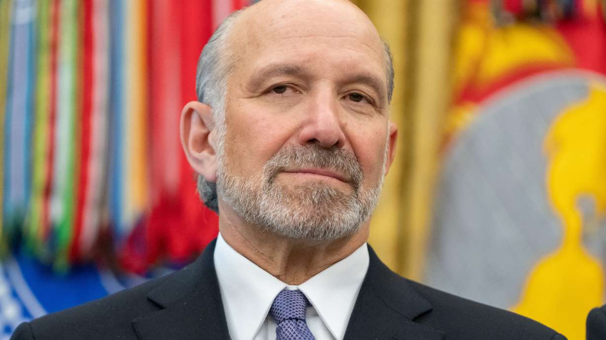 Commerce Secretary Howard Lutnick attends an event on health care affordability in the Oval Office at the White House, April 23, in Washington.