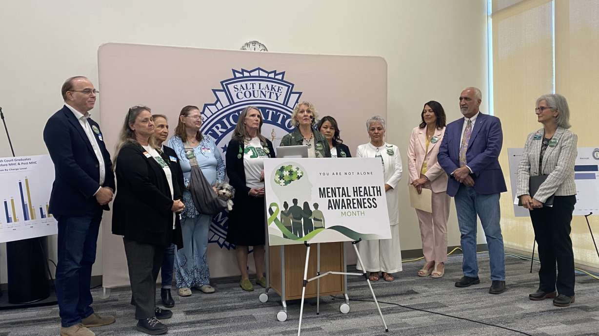 Salt Lake County District Attorney Sim Gill on Wednesday stood with family members who have had, or currently have, loved ones with severe mental illness to raise awareness about getting help without involving the criminal justice system.