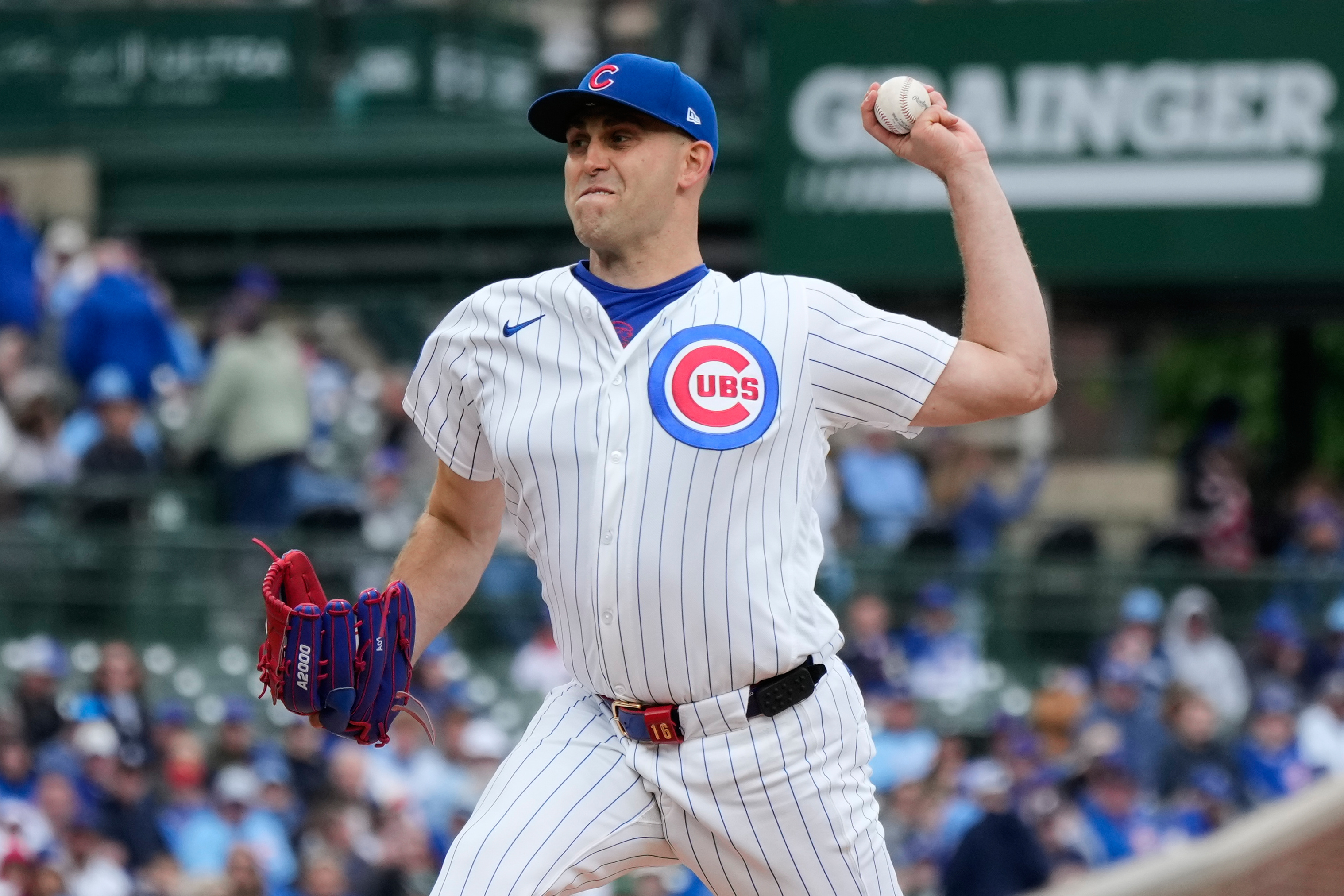 Chicago Cubs starting pitcher Matthew Boyd throws against the Arizona Diamondbacks during the first inning of a baseball game in Chicago, Sunday, May 3, 2026. 