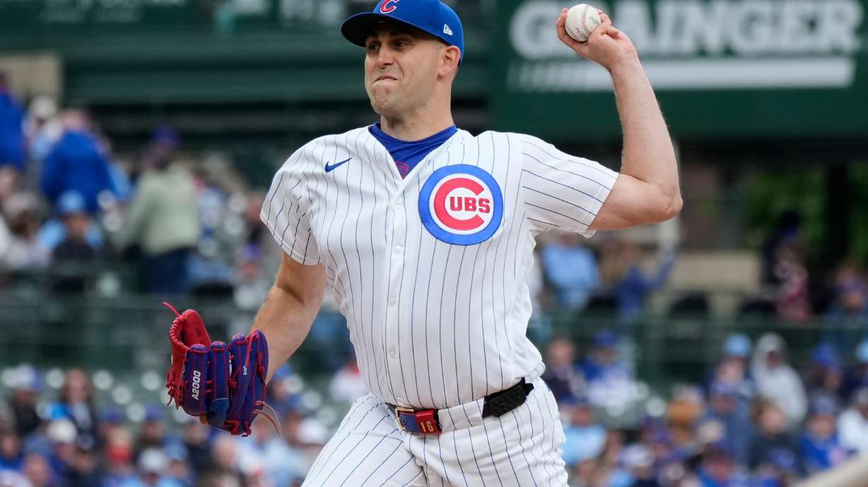 Chicago Cubs starting pitcher Matthew Boyd throws against the Arizona Diamondbacks during the first inning of a baseball game in Chicago, Sunday, May 3, 2026.
