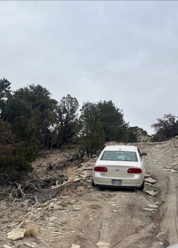 DeEtte Spencer's car near Nine Mile Canyon in Carbon County, March 5. An oil worker discovered Spencer's car abandoned in this remote area of Carbon County.