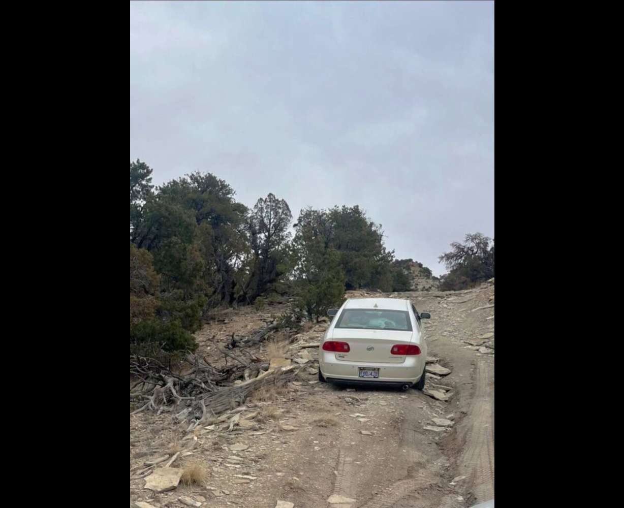 DeEtte Spencer's car near Nine Mile Canyon in Carbon County, March 5. An oil worker discovered Spencer's car abandoned in this remote area of Carbon County.
