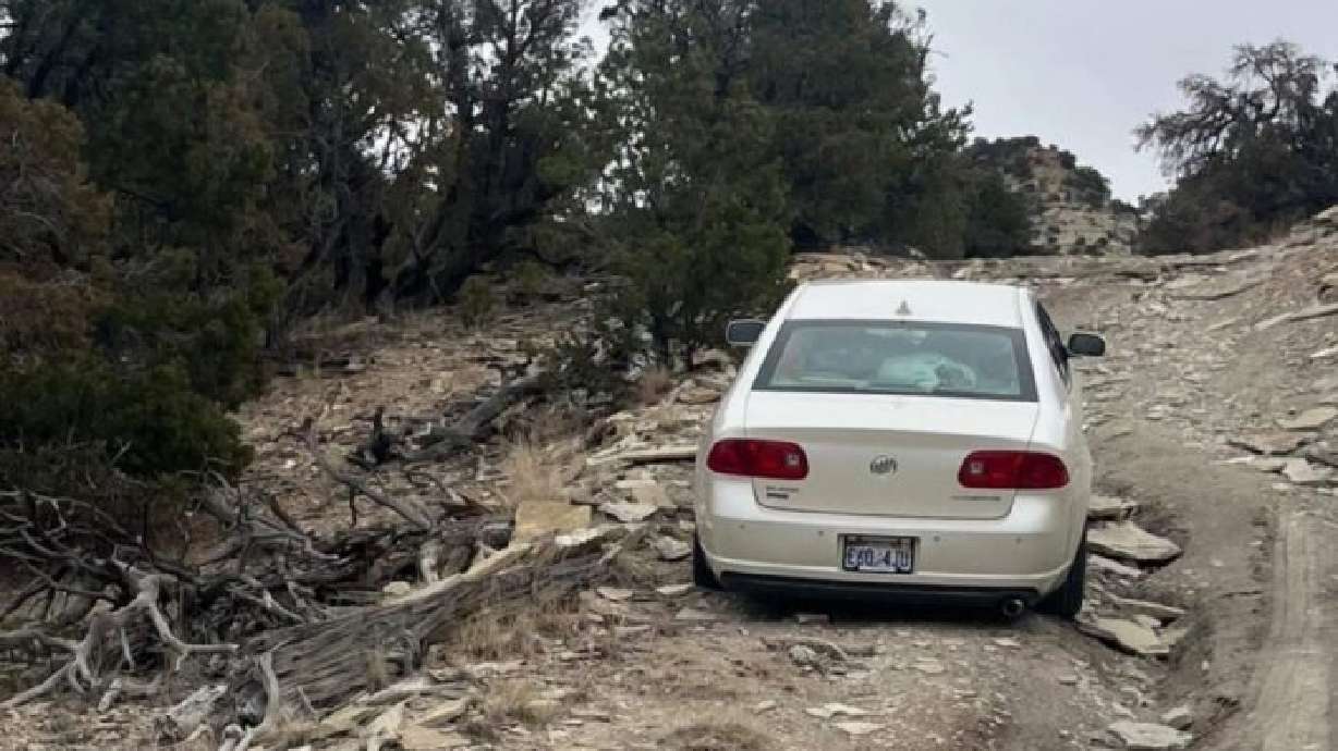 DeEtte Spencer's car near Nine Mile Canyon in Carbon County, March 5. The Carbon County Sheriff's Office announced a man died over the weekend when he "self-deployed" to search for Spencer.