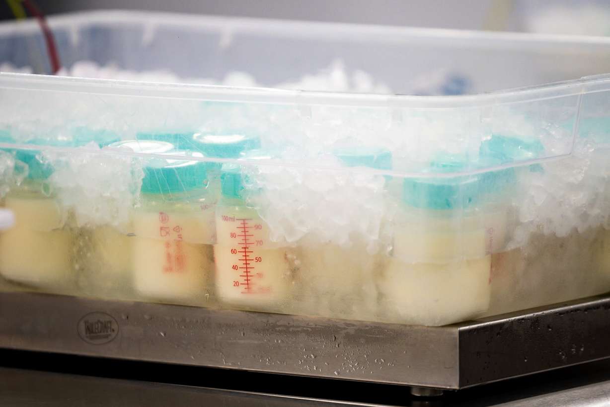 Milk pasteurizes at the Mountain West Mothers' Milk Bank in South Salt Lake on Tuesday.