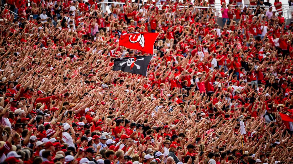 Utah Utes fans cheer during a football game in Salt Lake City on Sept. 20, 2025. Salt Lake City explored a new tax on events at government facilities that wasn't pursued for its upcoming budget.