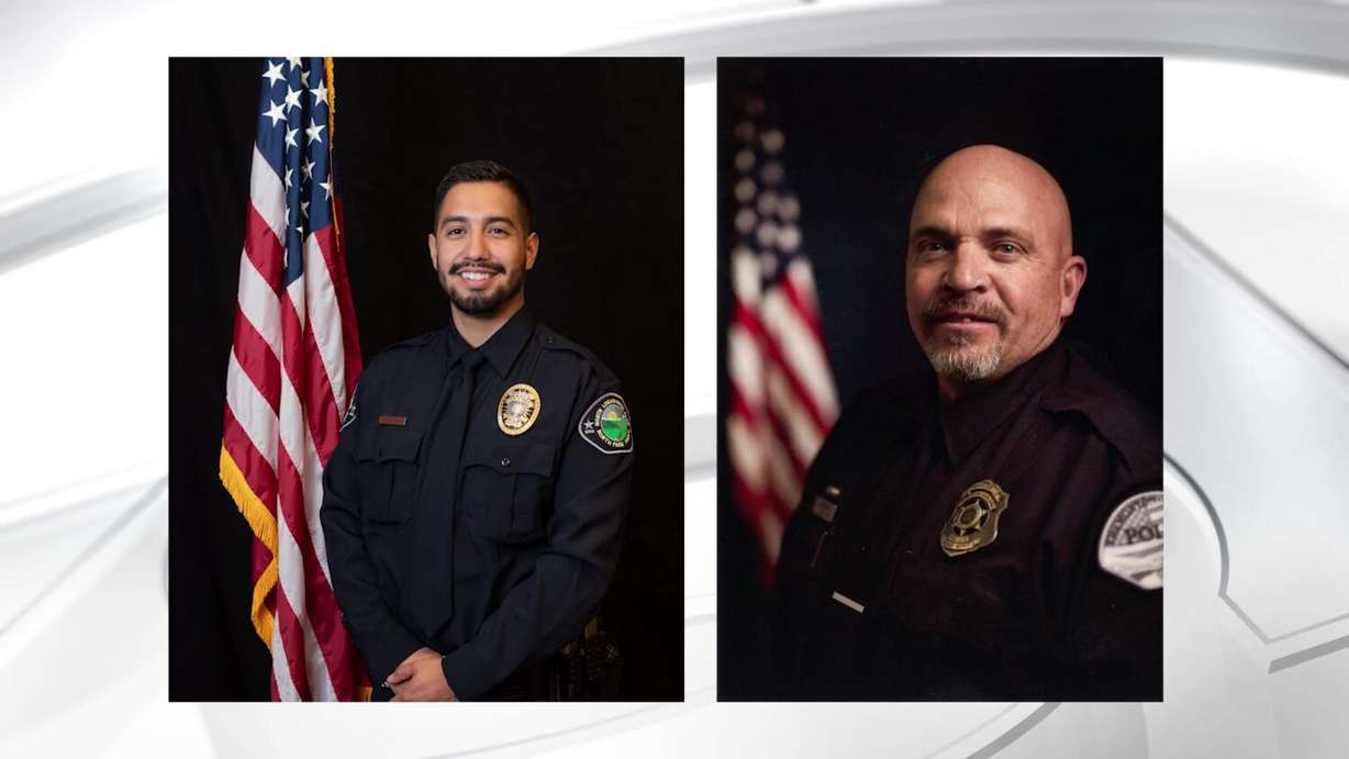 Tremonton-Garland police officer Eric Estrada and Sgt. Lee Sorensen, who were shot and killed responding to a domestic violence call last August in Tremonton. Both men's names were added to the state law enforcement memorial on Thursday.