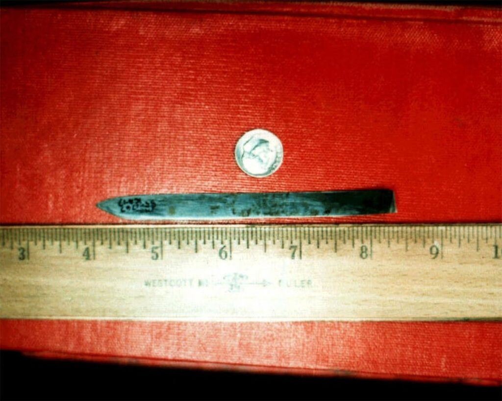 Police located this broken knife blade near where Christine Gallegos died on the night of May 15, 1986.