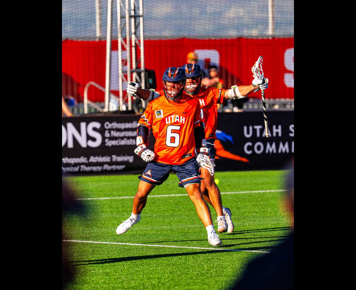 Former University of Utah attackman Ryan Stines scored in the first half of his pro lacrosse debut for the Utah Archers, Friday, May 8, 2026 at Zions Bank Stadium in Herriman.