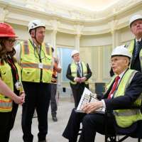 President Oaks tours Salt Lake Temple following April surgery