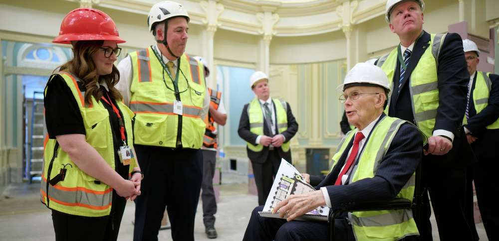 President Oaks tours Salt Lake Temple following April surgery