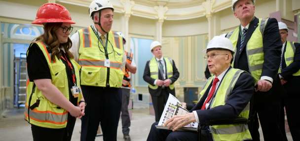 President Oaks tours Salt Lake Temple following April surgery