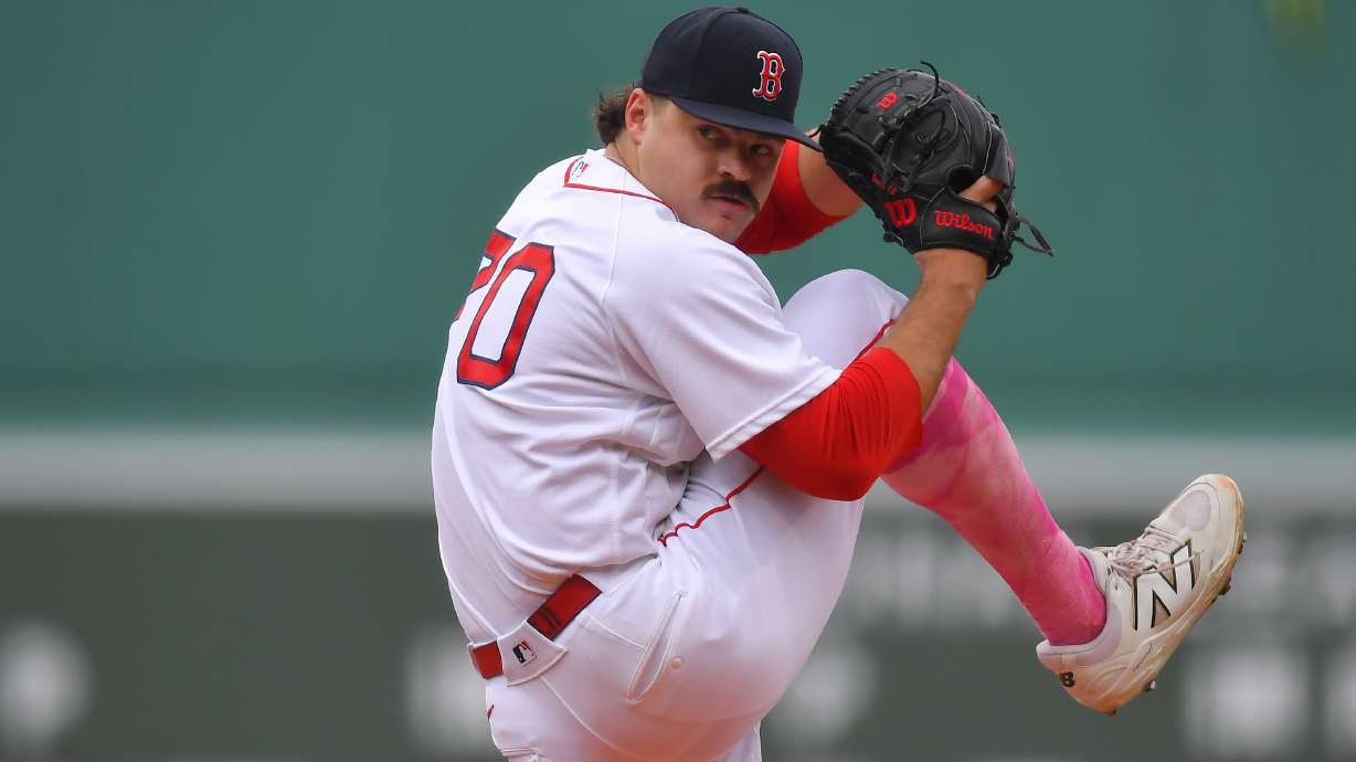 Boston Red Sox's Payton Tolle winds up to pitch to a Tampa Bay Rays batter in the first inning of a baseball game, Sunday, May 10, 2026, in Boston.