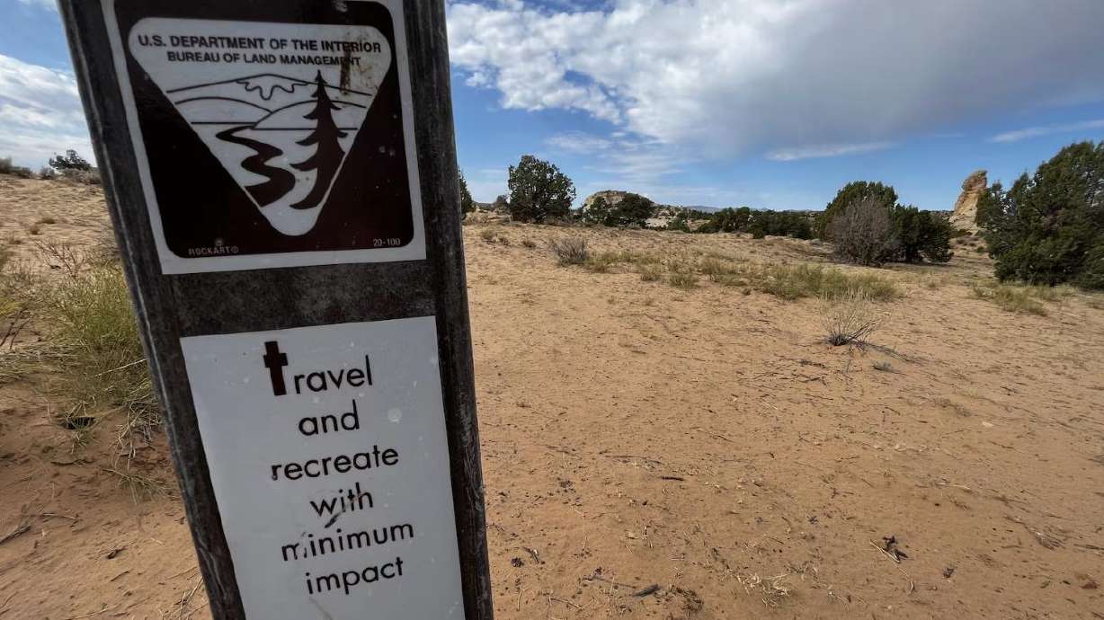 A Bureau of Land Management sign marks a trail outside of Boulder, Garfield County, on June 26, 2022. On Monday, the Bureau of Land Management issued a new rule “fully rescinding” the Conservation and Landscape Health Rule of May 2024.