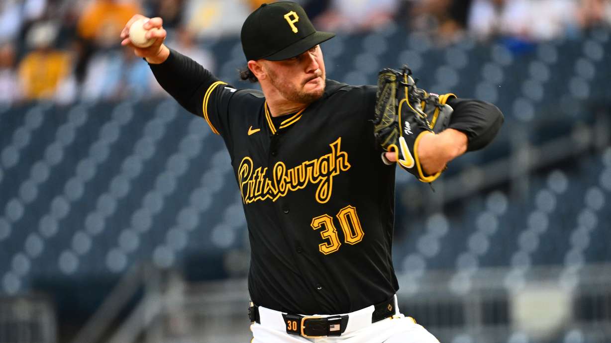 Pittsburgh Pirates pitcher Paul Skenes delivers during the first inning of a baseball game against the Colorado Rockies in Pittsburgh, Tuesday, May 12, 2026.