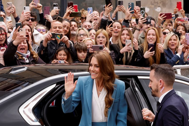 Italy welcomes UK's Princess Kate on her first overseas trip since illness