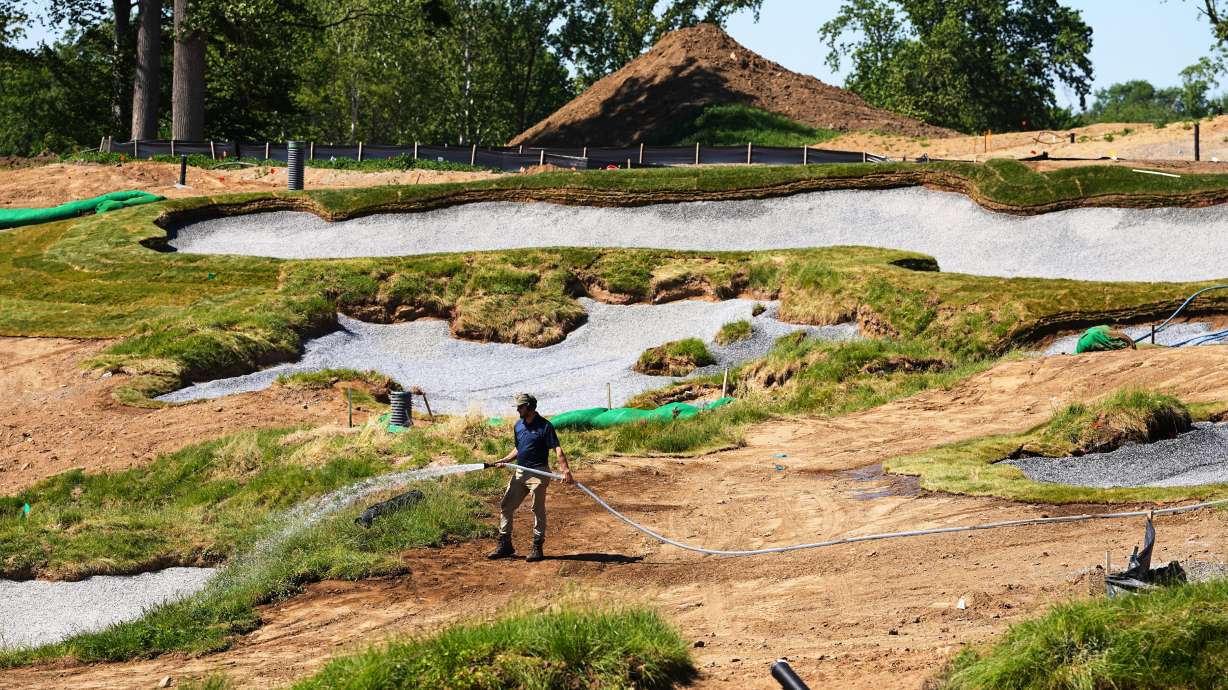 Construction is under way at the Cobbs Creek Golf Club in Philadelphia, Tuesday, May 12, 2026.