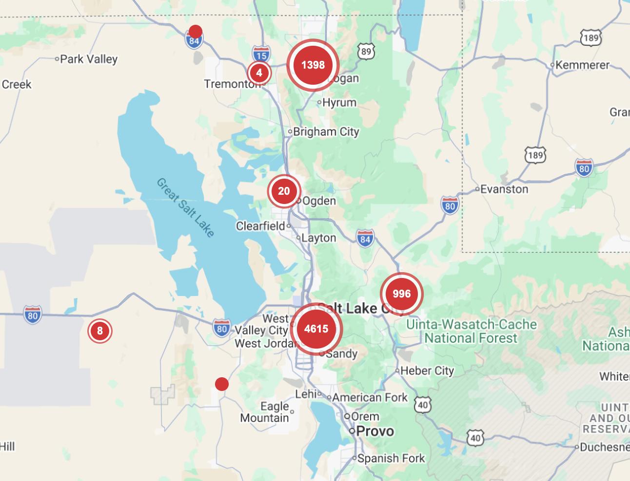More than 8,000 customers, spanning from Logan to the southern end of Salt Lake County, were impacted by power outages on Wednesday.