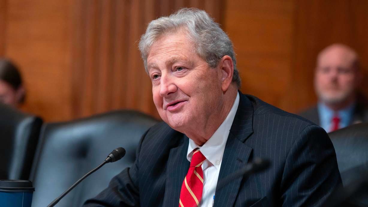 Sen. John Kennedy, R-La., speaks Tuesday, in Washington. Kennedy sponsored a bill that would pause lawmakers' pay during future government shutdowns, and it passed the Senate on Thursday.